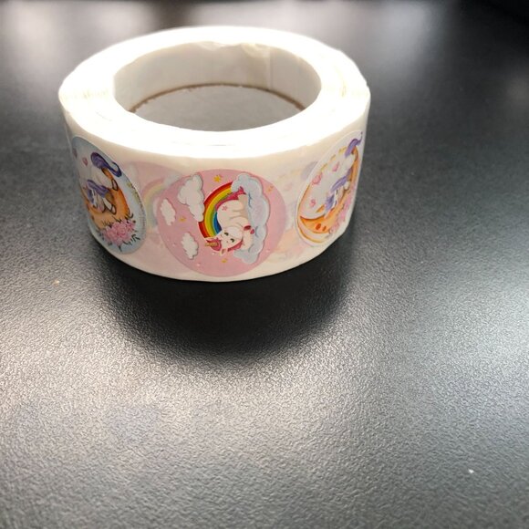 1 Roll 500 pc Unicorn Stickers Self Sticking 4 Different Styles 1" Round - Picture 4 of 4